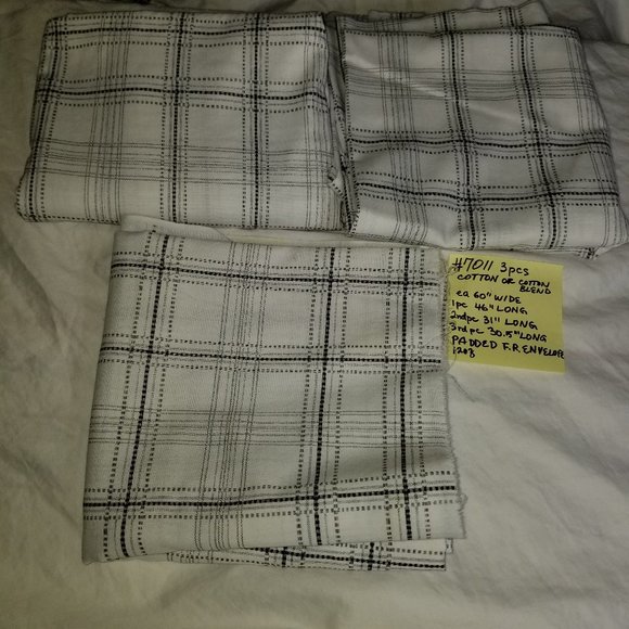 #7011 New White and Black Plaid 3 Cuts of Fabric. Beautiful fabric. - Picture 1 of 4